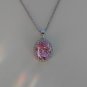 Sterling Silver Large Circle Pink CZ Pendant and Chain