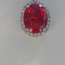 Sterling Silver Large Circle Corundum CZ Pendant and Chain