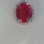 Sterling Silver Large Circle Corundum CZ Pendant and Chain