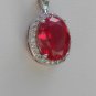 Sterling Silver Large Circle Corundum CZ Pendant and Chain