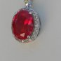Sterling Silver Large Circle Corundum CZ Pendant and Chain