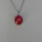 Sterling Silver Large Circle Corundum CZ Pendant and Chain