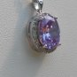 Sterling Silver Large Circle Lavender CZ Pendant and Chain