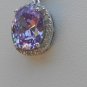Sterling Silver Large Circle Lavender CZ Pendant and Chain