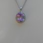 Sterling Silver Large Circle Lavender CZ Pendant and Chain