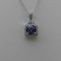Sterling Silver Square Tanzanite CZ Surrounded by White CZS Pendant and Chain