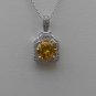 Sterling Silver Square Yellow CZ Surrounded by White CZS Pendant and Chain