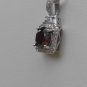 Sterling Silver Dark Garnet CZ Surrounded by White CZS Pendant and Chain