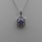 Sterling Silver Square Lavender CZ Surrounded by White CZS Pendant and Chain