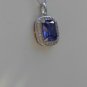 Sterling Silver Large Square Tanzanite CZ Pendant and Chain