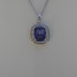 Sterling Silver Large Square Tanzanite CZ Pendant and Chain