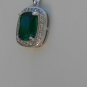 Sterling Silver Large Square Nano Green CZ Pendant and Chain