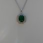Sterling Silver Large Square Nano Green CZ Pendant and Chain