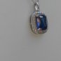 Sterling Silver Large Square Sapphire Blue CZ Pendant and Chain