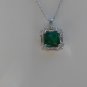 Sterling Silver Square Nano Green CZ & White CZ Baguettes Pendant and Chain