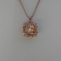 Sterling Silver Square Light Champagne CZ with White CZ Baguettes Pendant and Chain