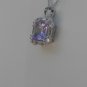 Sterling Silver Square Lavender CZ with White CZ Baguette Pendant and Chain