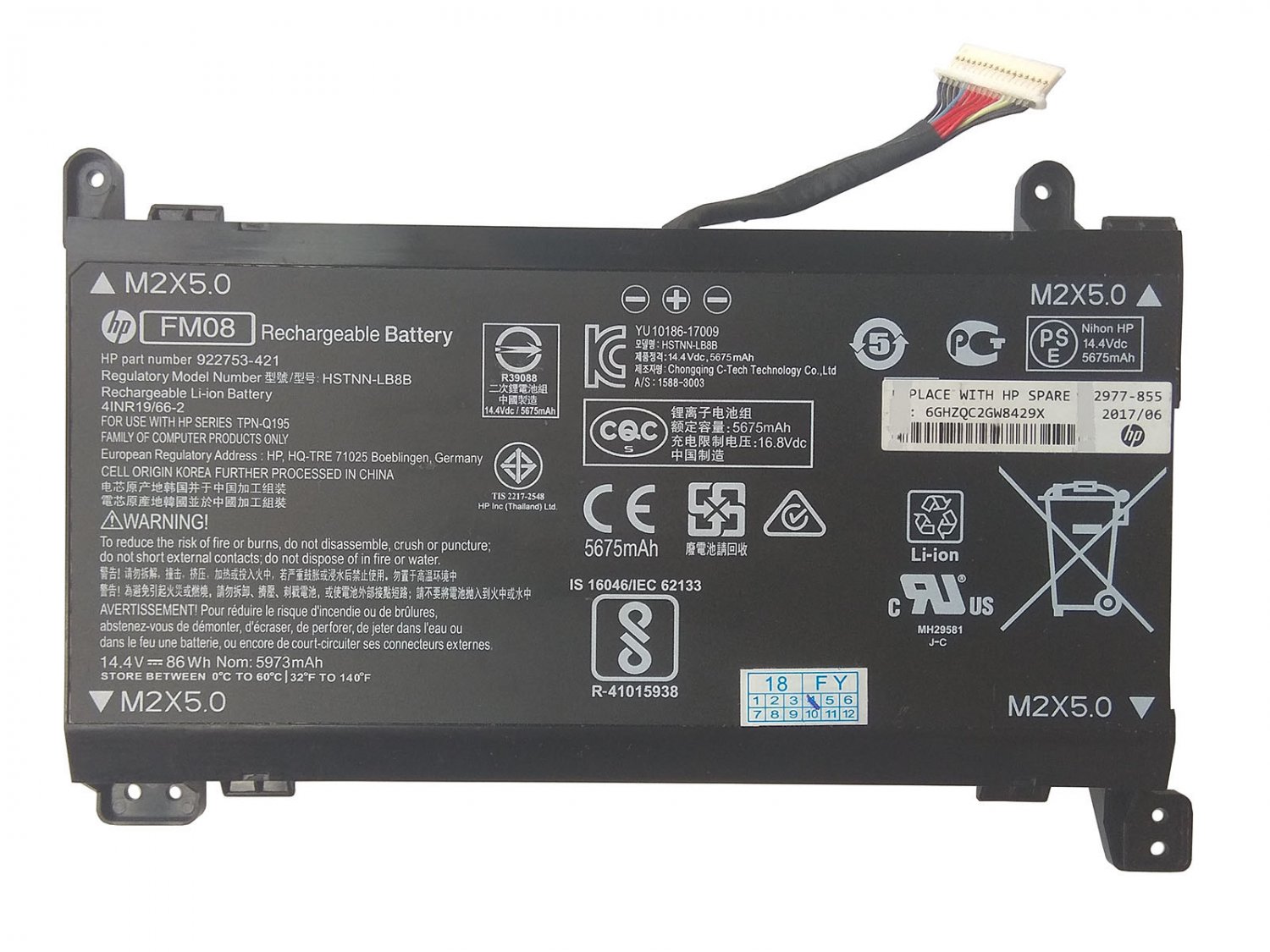 Genuine 922977-855 FM08 Battery 922752-421 For HP Omen 17-an035ng 17-an035tx