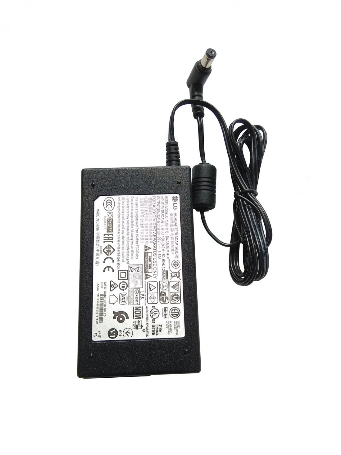 DA-38A25 LG SH5B Sound Bar Power Supply AC Adapter Charger 25V 1.52A 38W