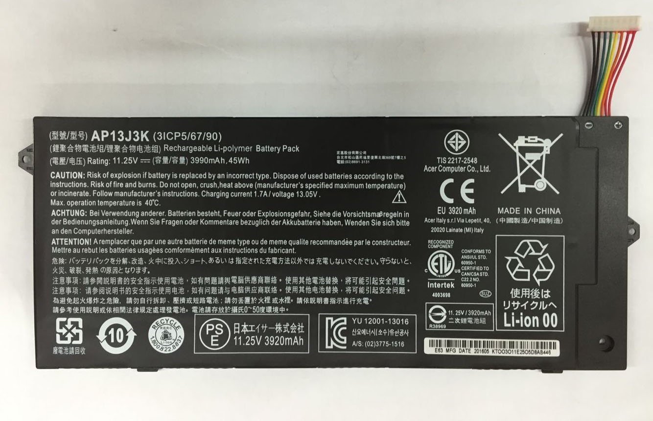 TREE.NB AP13J3K Batteria Per Acer Chromebook 11 C720 C740 - 11.4V 3720mAh - Cavo Corto (2.5 Cm)
