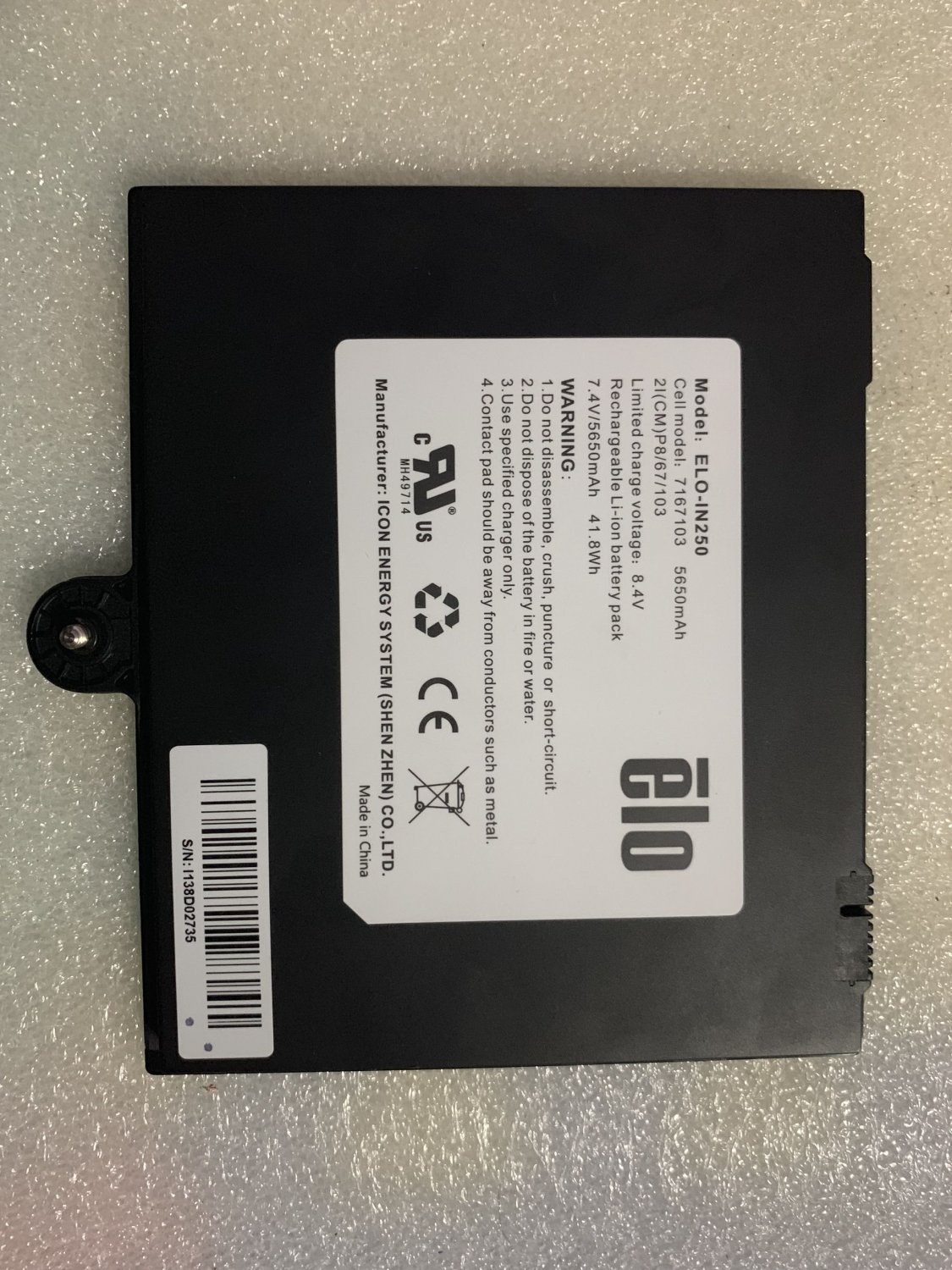 Genuine ELO-IN250 Battery 7167103 5650mAh 7.4V 41.8Wh 2I(CM)P8/67/103