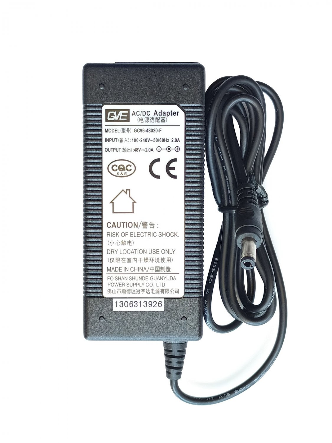 48V 2A 96Watt AC to DC Power Supply Adapter 100-240V for PoE Switch Injector