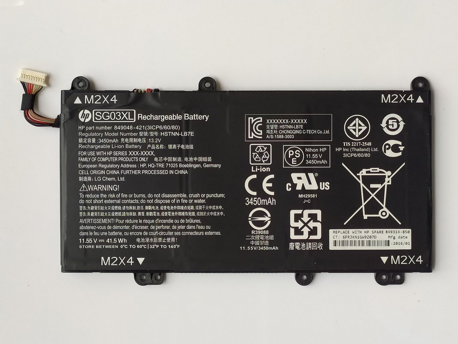 Battery Compatible with HP HSTNN-lb7e 849049-421 sg03xl 849314856 3590mah