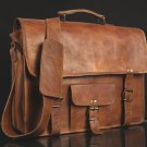 Men's Genuine Vintage Large Leather Messenger Bag Shoulder Laptop Bag Briefcase