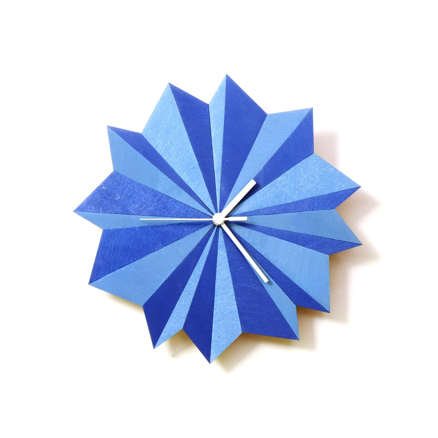 Origami Blue - unique wooden wall clock