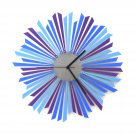 The Moon - stylish blue / purple / silver wooden wall clock, a piece of wall art