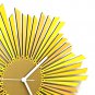 The Sun L -  stylish organic yellow / golden wooden wall clock, a piece of wall art