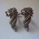 CL004 New Rare Antique Silver Dragon Purple Rhinestone Cufflinks Cuff Links ++