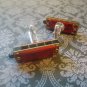 CL003 Metallic Red Mini Harmonica Cuff Links Halloween Wedding Party Favor Gift