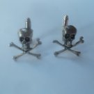 CL004 Antique Silver Skull w/ Cross Bone Cufflinks Cuff Links Halloween Gift #30