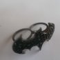 R22 Batman Double Finger Ring Black Rhinestone Ring Size 7 Movie Superhero **+