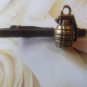 T042 Antique Bronze Grenade Tie Bar Clip Pin Military Marine Army War Novelty