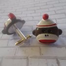 CL993 Sock Monkey Cuff Links Cufflinks Novelty Unique Gift Wedding Costume Party