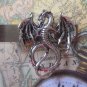 T504 Antique Silver Flying Dragon Tie Bar Clip Tacks Steampunk Gothic AlteredArt