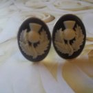 CL202 Scottish Thistle Cameo Cufflinks Great Gift for him her Birthday Gifts