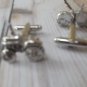 CL065 Silver Tractor Cufflinks Cuff Links Chfistmas Gifts For Him Wild Novelty +