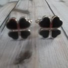 CL510 Black Clover Leaf Four Leaves Happiness Cufflinks Cuff Links Irish Gift ++