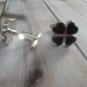 CL510 Black Clover Leaf Four Leaves Happiness Cufflinks Cuff Links Irish Gift ++