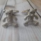 CL070 SALE Silver Teddy Bear Cufflinks Cuff Links Novelty Cute Christmas Gifts -