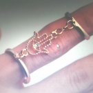 R025 New Fashion Lovely Golden Double Band Finger Rings Hamsa Evil Eye Rings *+