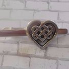T830 Antique Silver Celtic Knot Heart Tie Clip Bar Pin Tack Great Gift for Him