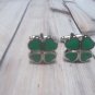 CL529 Happy Four Leaf Clover Cufflinks Cuff Links Green Irish St. Patrics Day #