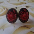 CL505  Red Rose Cameo Cufflinks Great Gift for him her Birthday Anniversary Gift