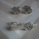 TS005 Om Ohm Tie Clip Cufflinks Set Zen Buddism Boho Yoga Spiritual Religious