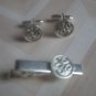 TS005 Om Ohm Tie Clip Cufflinks Set Zen Buddism Boho Yoga Spiritual Religious