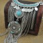 N72 Hot Boho Turquoise Beads Bib Necklace Statement Collar Bohemian Coin Silver